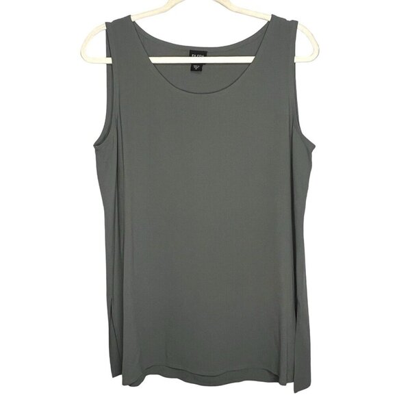 Eileen Fisher Tops - Eileen Fisher 100% Silk Sleeveless Tank Top Size‎ Medium Green Grey Office Light